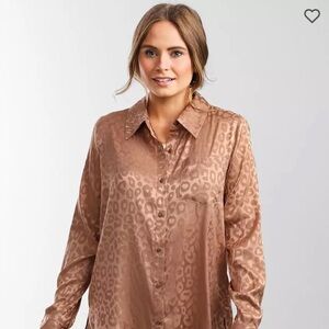 Satin Cheetah Print Blouse
